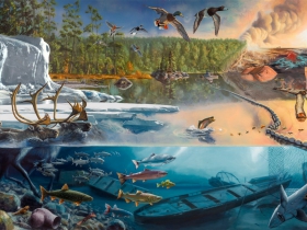 Cascade, 2015, oil and alkyd on wood panel, 72 x 144 inches. Commissioned by Grand Rapids Art Museum with funds provided by Peter Wege, Jim and Mary Nelson, John and Muriel Halick, Mary B. Loupee, Karl and Patricia Betz, and general accessions funds. Grand Rapids Art Museum, 2015.19