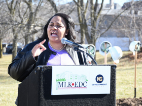Alderwoman Milele A. Coggs Speaking at Five Points Lofts Groundbreaking