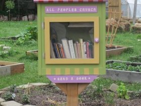 Little Free Library at All Peoples Community Garden.