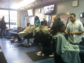 The interior of Style’s Superior Barber Shop.
