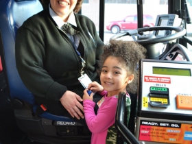 Bus operator and instructor, Karen Martinez-Casper and her granddaughter
