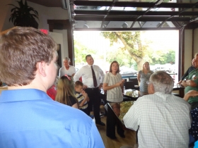 Campaign spokesperson making some remarks.