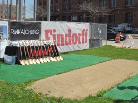 Prepared ground for ground breaking.