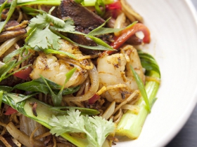 Singapore Noodles with char siu, shrimp and bok choy at DanDan in Milwaukee, Wisconsin. Photo by Kevin J. Miyazaki/PLATE