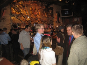 Mingling at the fundraiser.
