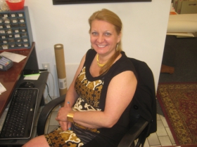 Pam Brown, the friendly receptionist at DeLind Fine Arts.