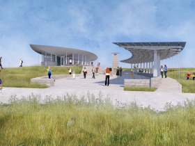 Visitor and Education Center on Lakeshore State Park Plaza View