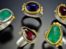 Organic Rosecut Gem Rings