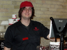 Donnavan Swirth stands ready to assist customers at the Third Ward cafe location.