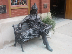 Engine Company No. 10 sculpture by Michael Casper in front of the fire station that replaced the one lost in the Third Ward fire of 1892.
