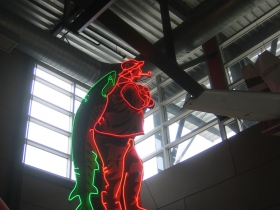 This neon sign once dominated the Post Washington lakefront above Smith Bros. Fish Shanty. It was installed Monday, March 31st, 2014 at the St. Paul Fish Company in the Milwaukee Public Market