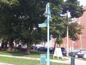 Street name sign on Young St.