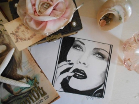 Amy Faldet (Charcoal sketch to be incorporated into a mixed media collage inspired by the play.)