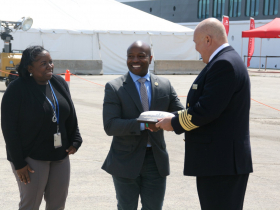 Jackie Q. Carter, Mayor Cavalier Johnson and Captain Jorgen Cardestig