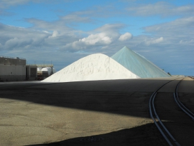 Salt mountains on the pier