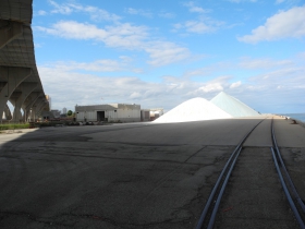 Salt piles on the pier