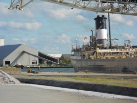 Rear view of the Canadian-American ship Mississagi