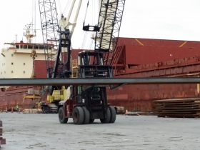 Steel from Europe being unloaded, May 2015.