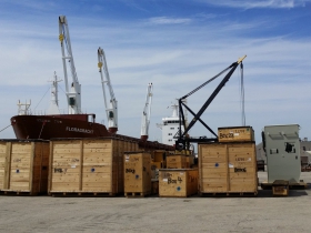 Mining Equipment staged to go out to The Netherlands, April 2015