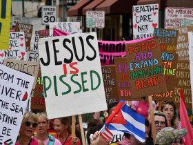 Signs at Coalition to March on the RNC