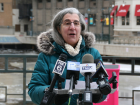 Beth Sahagian at Bronze Fonz Press Conference