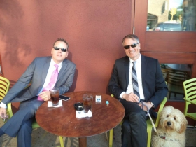 Ken Flitz and John Malaczynski enjoying a drink a Taylor's
