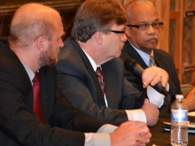 Alderman Kovac, Commissioner Dahlberg, and William Tisdale