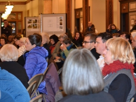 The City Hall rotunda was packed with UWM urban studies students and professors, community organizers, city employees, and homeowners.