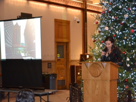 Winning artist and MIAD senior Ayla Boyle proposes dream catcher inspired cords connecting buildings along the Avenue.