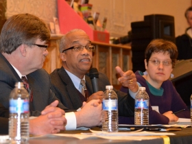 Commissioner Art Dahlberg, William Tisdale, and Amanda Seligman.