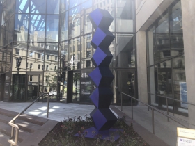 "Heavy Metal Stack of Six Trichrome Blue" by Angela Bulloch