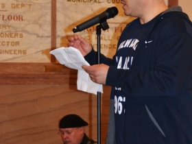 Alderman Perez reads his Milwaukee edited version of Ed Morales poem