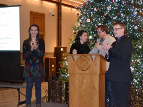 Winning artists Paul Bestul and Ayla Boyle applaud the many proposals made.