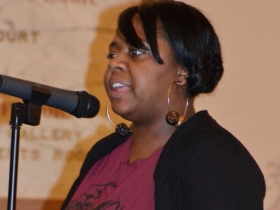 Priscilla Coggs-Jones performs her own political piece.