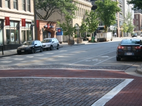 Bike lane on Mason St. Photo by Dave Reid.