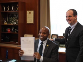 Mayor Cavalier Johnson and Alderman Jonathan Brostoff After Signing Vape Store Moratorium