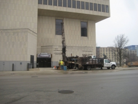 Crews doing test bore work at the Marcus Center.