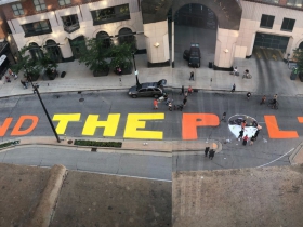 DEFUND THE POLICE Mural from City Hall