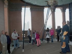 Kids ringing the bell.