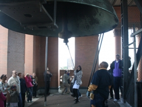 Ringing the bell.