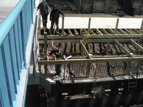 The Harp's deck under construction.