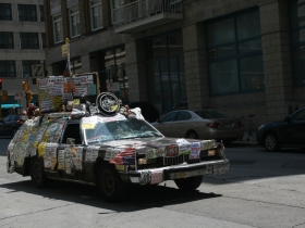 Brother Ron drives his Godmobile.