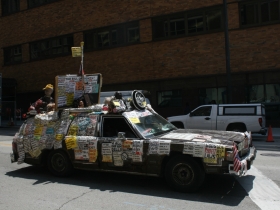 Brother Ron drives his Godmobile.