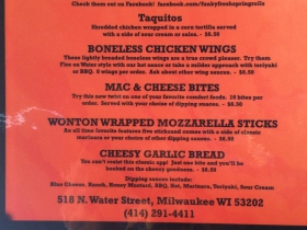 Appetizer menu