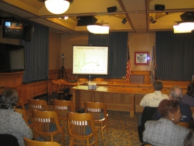 A packed house for the town hall.