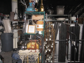 A variety of stuff in storage waiting out the renovation