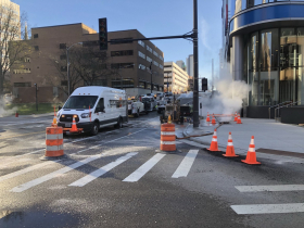 Steam Release from Water Main Break