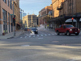 Steam Release from Water Main Break