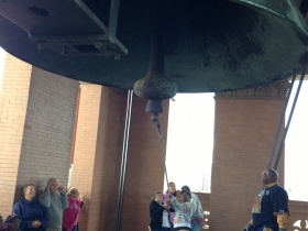 Ringing the bell.