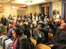 Crowd at Fire and Police Commission Hearing. Photo by Mark Doremus.